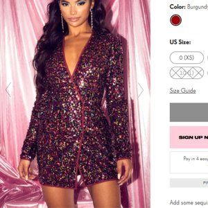 Burgundy Sequin Long Sleeve Blazer Dress NWOT